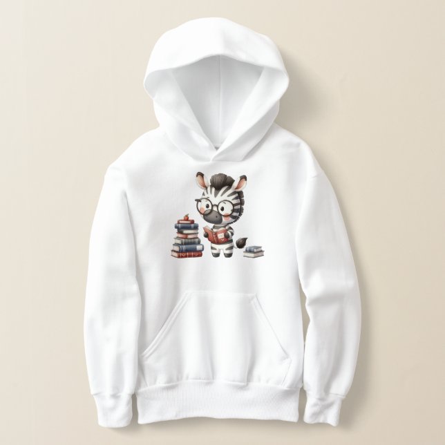 Zebra reading books - Back to School Hoodie (Laydown)