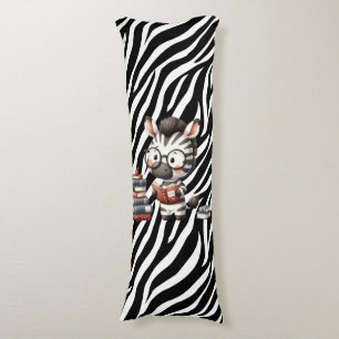 Zebra Reading Books. Body Pillow
