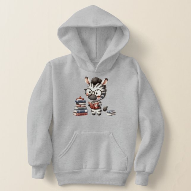 Zebra Reading Books. Hoodie (Laydown)