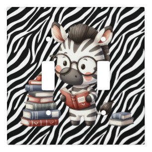 Zebra Reading Books. Light Switch Cover