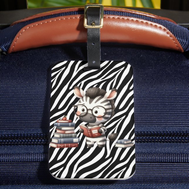 Zebra Reading Books. Luggage Tag (Front Insitu 2)