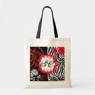 Zebra & Red Roses, Customizable Tote Bag