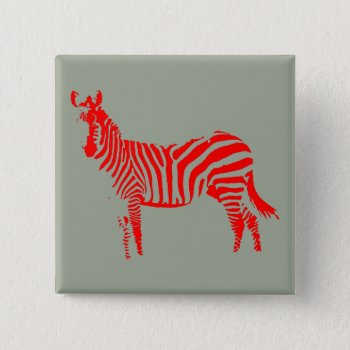 Zebra Red Silhouette Button Badge Pin by FunnyBusiness at Zazzle