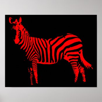 Zebra Red Silhouette Poster Sign by FunnyBusiness at Zazzle