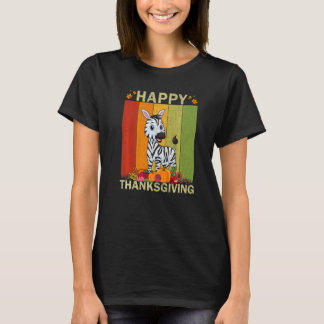 Zebra Retro Graphic Family Matching Thanksgiving T-Shirt