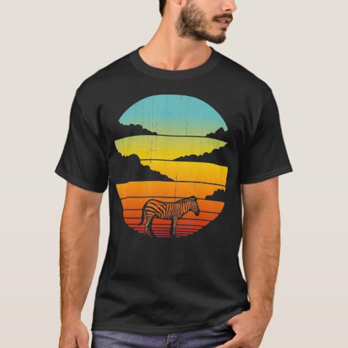 Zebra Retro Vintage 60s 70s Sunset Mammal Zoo Anim T_Shirt