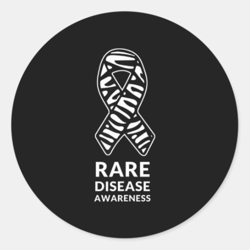 Zebra Ribbon Awareness Rare Disease Minimalist T_S Classic Round Sticker