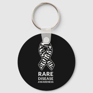 Zebra Ribbon Awareness Rare Disease Minimalist T-S Keychain