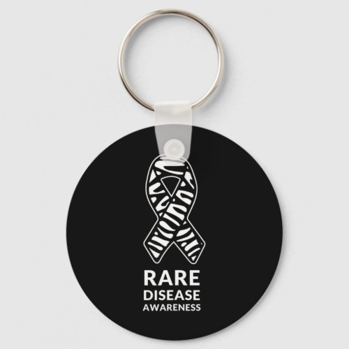 Zebra Ribbon Awareness Rare Disease Minimalist T_S Keychain
