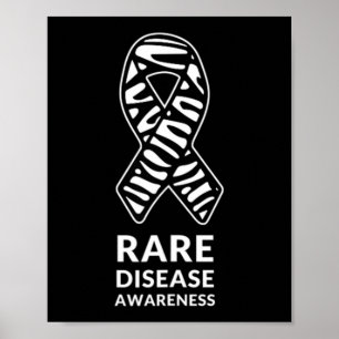Zebra Ribbon Awareness Rare Disease Minimalist T-S Poster
