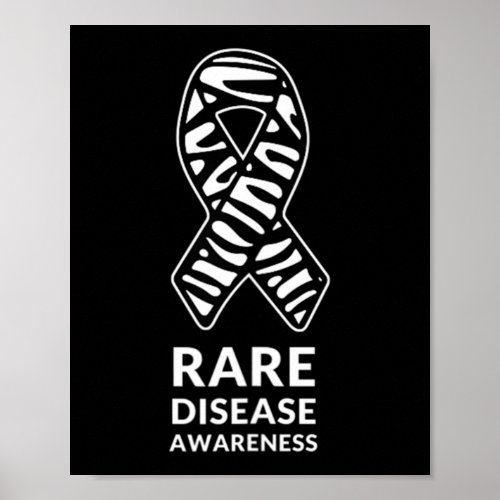 Zebra Ribbon Awareness Rare Disease Minimalist T_S Poster