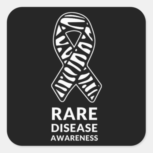 Zebra Ribbon Awareness Rare Disease Minimalist T_S Square Sticker