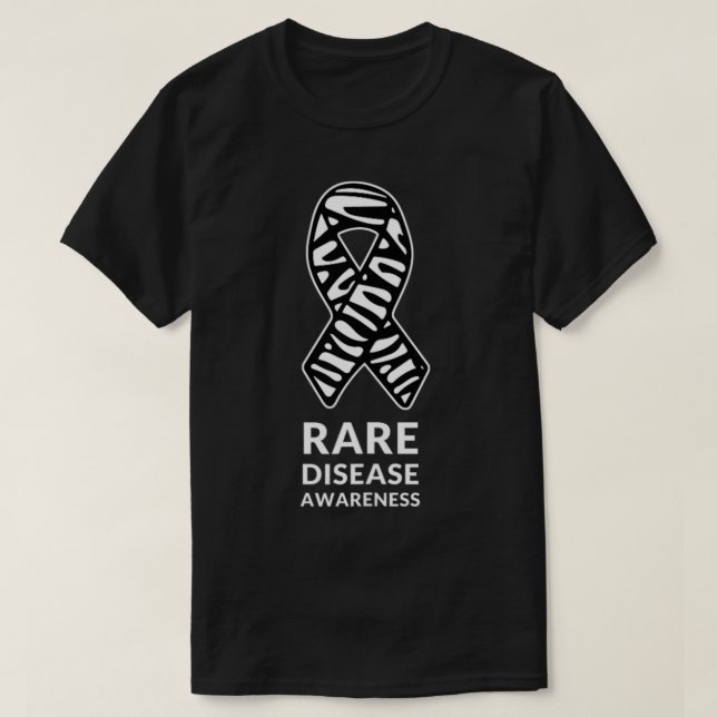 Zebra Ribbon Awareness Rare Disease Minimalist T-S T-Shirt (Design Front)