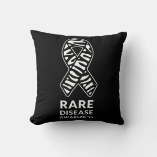 Zebra Ribbon Awareness Rare Disease Minimalist T-S Throw Pillow