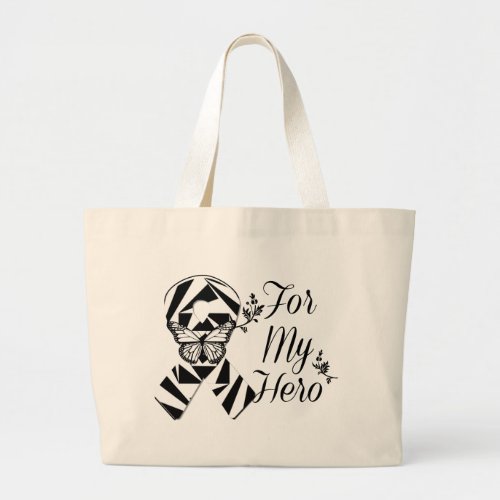 Zebra Ribbon For My Hero Large Tote Bag