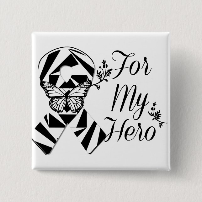 Zebra Ribbon For My Hero Pinback Button (Front)