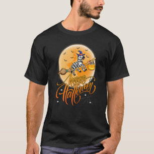 Zebra Ride Witch Shotgun Moon Vintage Zebra Hallow T-Shirt