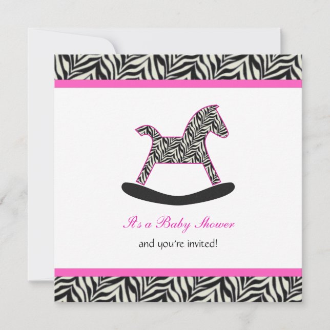 Zebra Rocking Horse Party Invitations (Front)