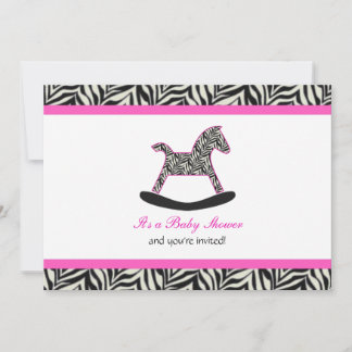 Zebra Rocking Horse Party Invitations