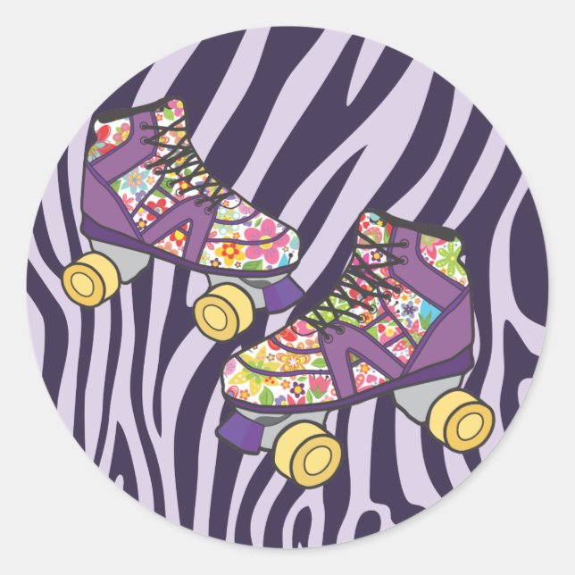 Zebra Roller Skate Roller Skating Party Sticker (Front)
