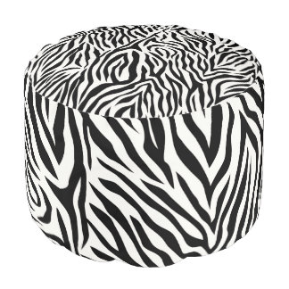 Zebra Round Pouf 20" x 13.5" x 13.5"
