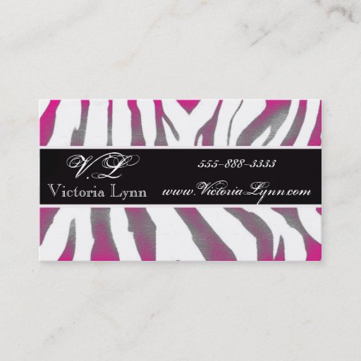 Customizable zebra rustic pink business card template