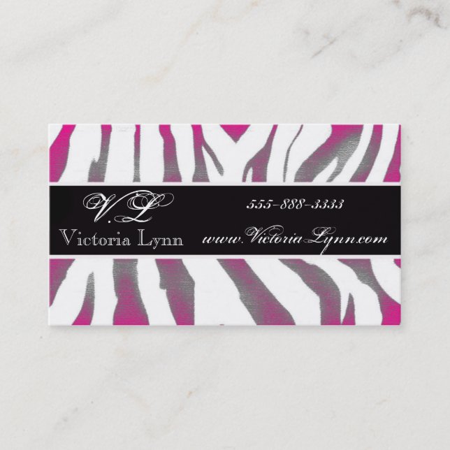 zebra rustic pink business card (Front)