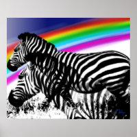 Zebra 's dream of rainbow skin poster