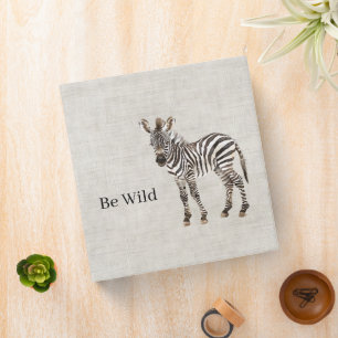 Zebra Safari Animal Faux Linen 3 Ring Binder