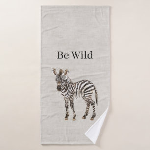Zebra Safari Animal Faux Linen Bath Towel Set