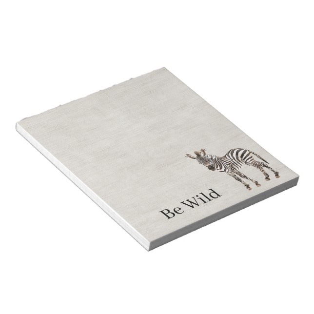 Zebra Safari Animal Faux Linen Notepad (Angled)