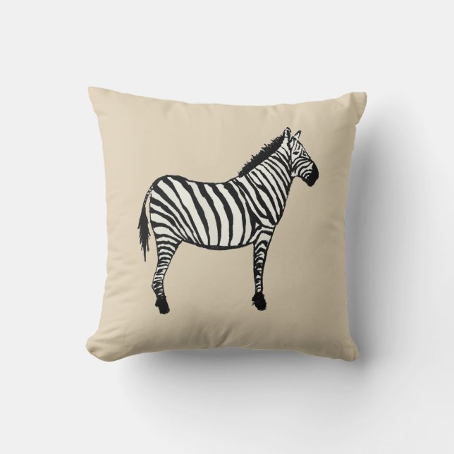Zebra Safari Animal Painting Beige Throw Pillow (Front)