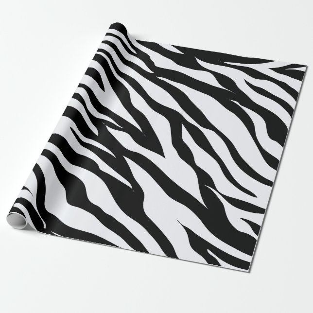 Zebra Safari Animal Stripes Pattern Wrapping Paper (Unrolled)