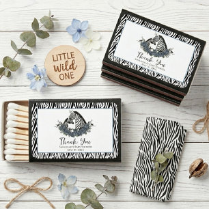 Zebra Safari Baby Shower Little Wild One Thank You Matchboxes