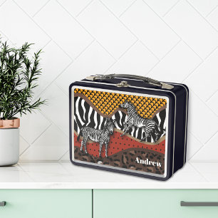 Zebra Safari Metal Lunch Box