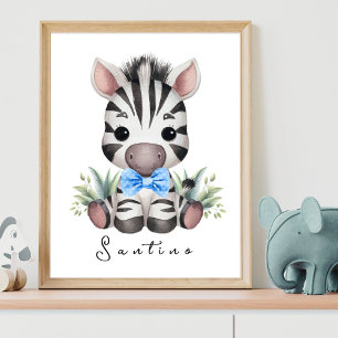 Zebra Safari Nursery Poster – Jungle Wall Art for