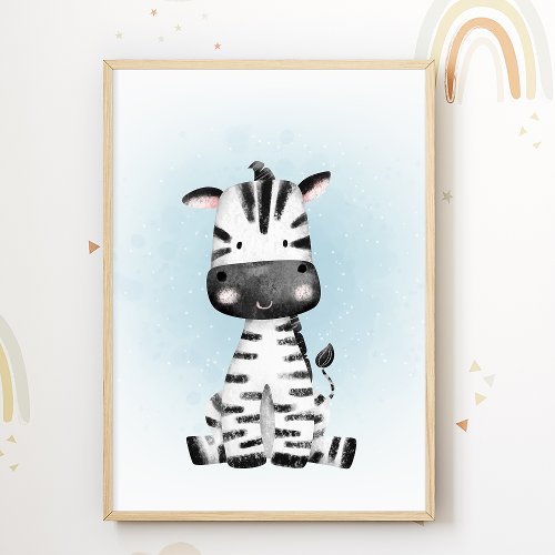 Zebra Safari Nursery Poster Kids Room Print