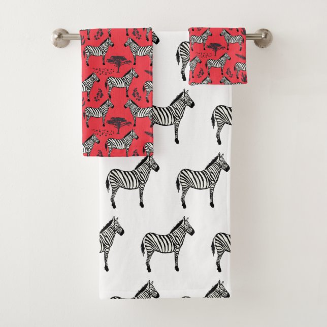 Zebra Safari Painting Bath Towel Set (Insitu)