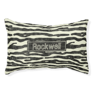 Zebra Safari Striped Animal Print Custom Dog Name Pet Bed