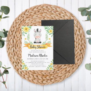 Zebra Safari Watercolor Baby Shower Invitation