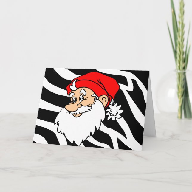Zebra Santa Christmas Holiday Card (Front)
