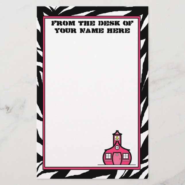 Zebra Schoolhouse Stationery (Front)