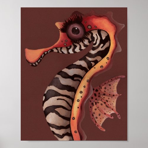 Zebra Seahorse Poster