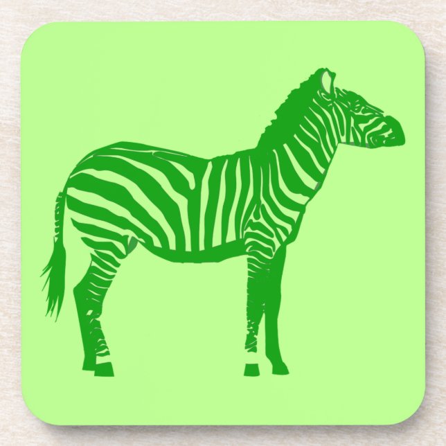 Zebra - Shades of Lime Green Drink Coaster (Front)