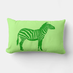 Zebra - Shades of Lime Green Lumbar Pillow
