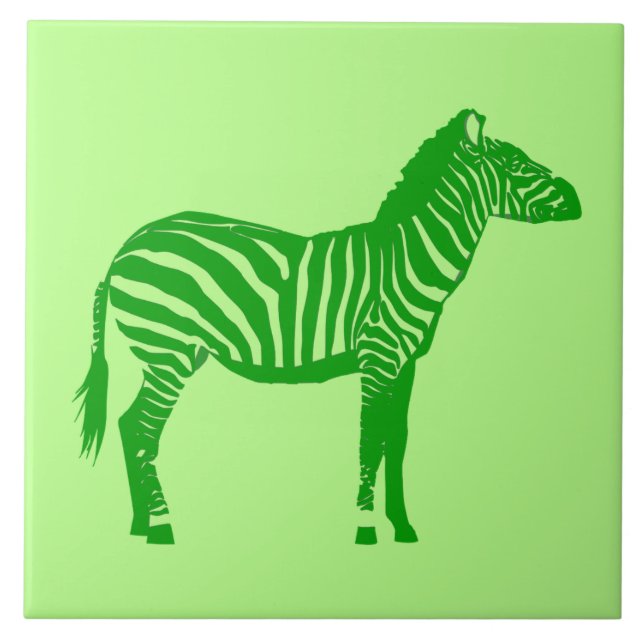 Zebra - Shades of Lime Green Tile (Front)