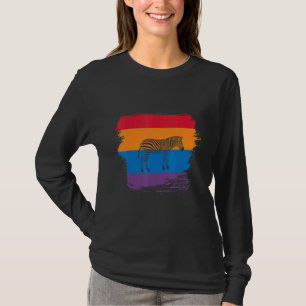 Zebra Shadow Silhouette With Colorful Flag T-Shirt