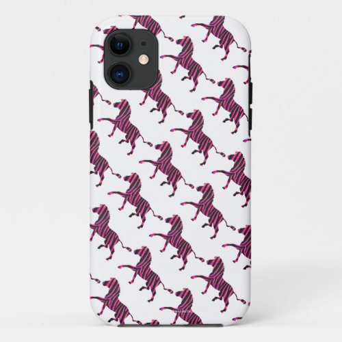 Zebra Silhouette Black and Hot Pink Print iPhone 11 Case