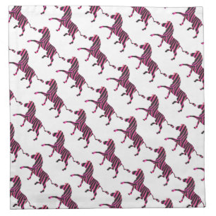 Zebra Silhouette Black and Hot Pink Print Napkin