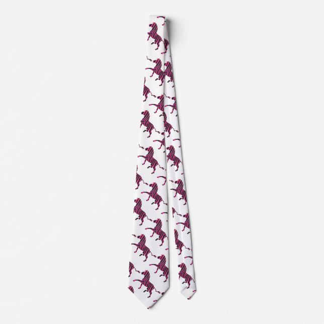 Zebra Silhouette Black and Hot Pink Print Neck Tie (Front)